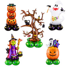 H Halloween Balloon Set Pumpkin Ghost Witch Giant Stand Party Decor Foil Balloon