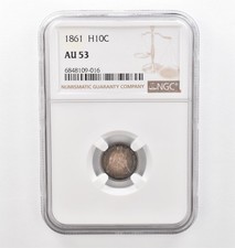 1861 Seated Liberty Half Dime AU53 NGC Beautiful Tone *2187