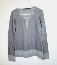 L.A.M.B. Gwen Stefani Henley Top Thermal Gray Size Small Y2K