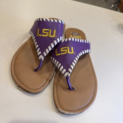 LSU Tigers Women's Embroidered Logo Thong Flip Flops Size 8