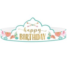 BOHO Girl Wild Child Paper Tiara's Birthday Party Favors Package of 8 New