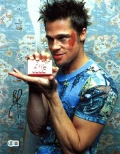 BRAD PITT SIGNED AUTOGRAPH 11X14 PHOTO FIGHT CLUB BAS BECKETT