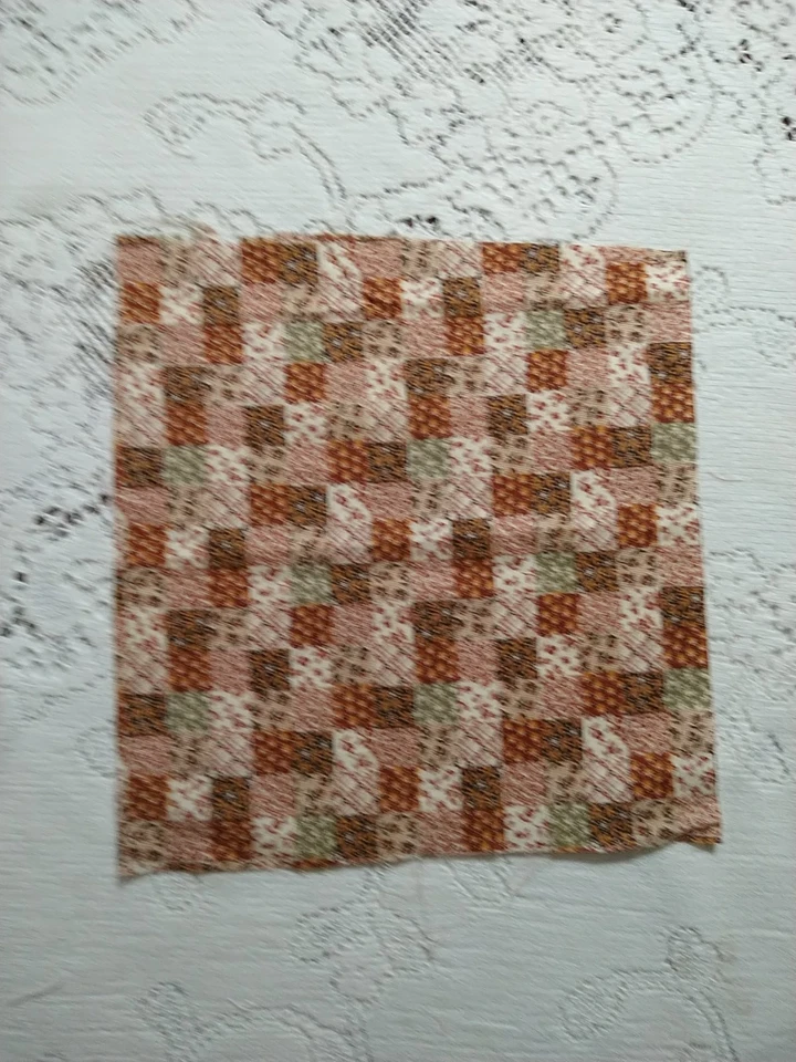 REMNANT Cheater Quilt Fabric Cotton VIP Cranston Brown Floral Squares 9x9" - Image 3 of 4