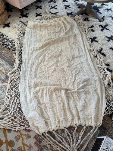 ANTHROPOLOGIE Fringed Macrame HAMMOCK Ivory Gold