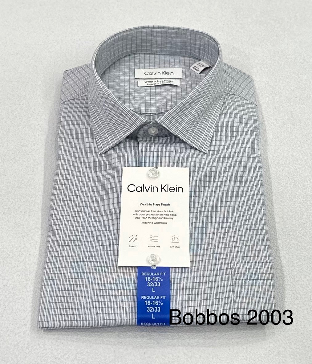 Calvin Klein Men's Wrinkle Free Dress Shirt, Blue, Size L (16-16.5, 32/33)