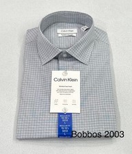 Calvin Klein Men's Wrinkle Free Dress Shirt, Blue, Size L 16-16.5, 32/33 