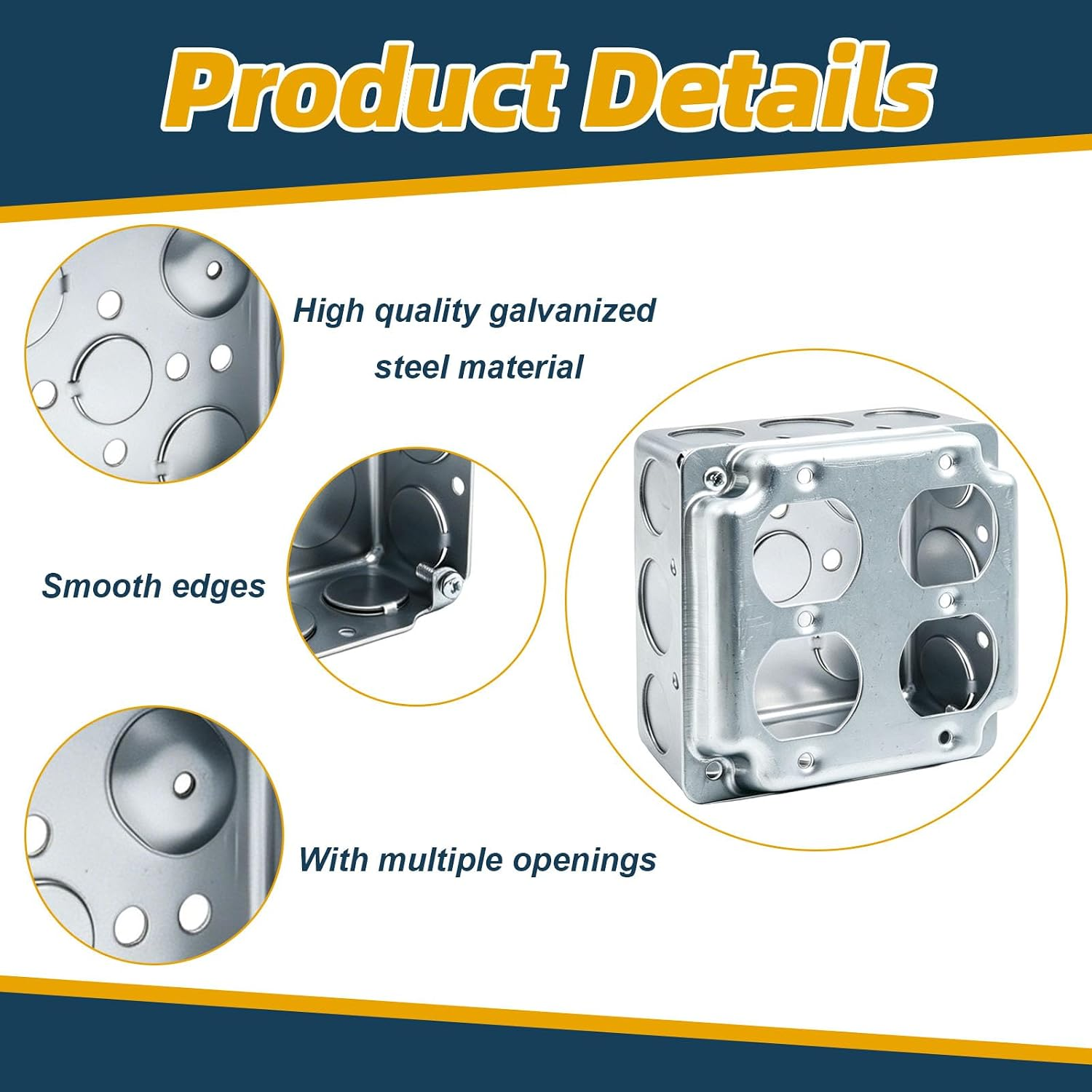 8 Pcs Metal Electrical Box with Cover, 4 × 4
