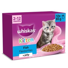 WHISKAS Junior Wet Cat Food in Jelly 12x85g Fish Favourites (Pack of 4) 23.93 per kilo