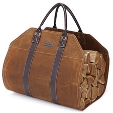 Canvas Log Carrier Bag,Durable Wood Tote,Fireplace Stove 39" L x 18" W Rust