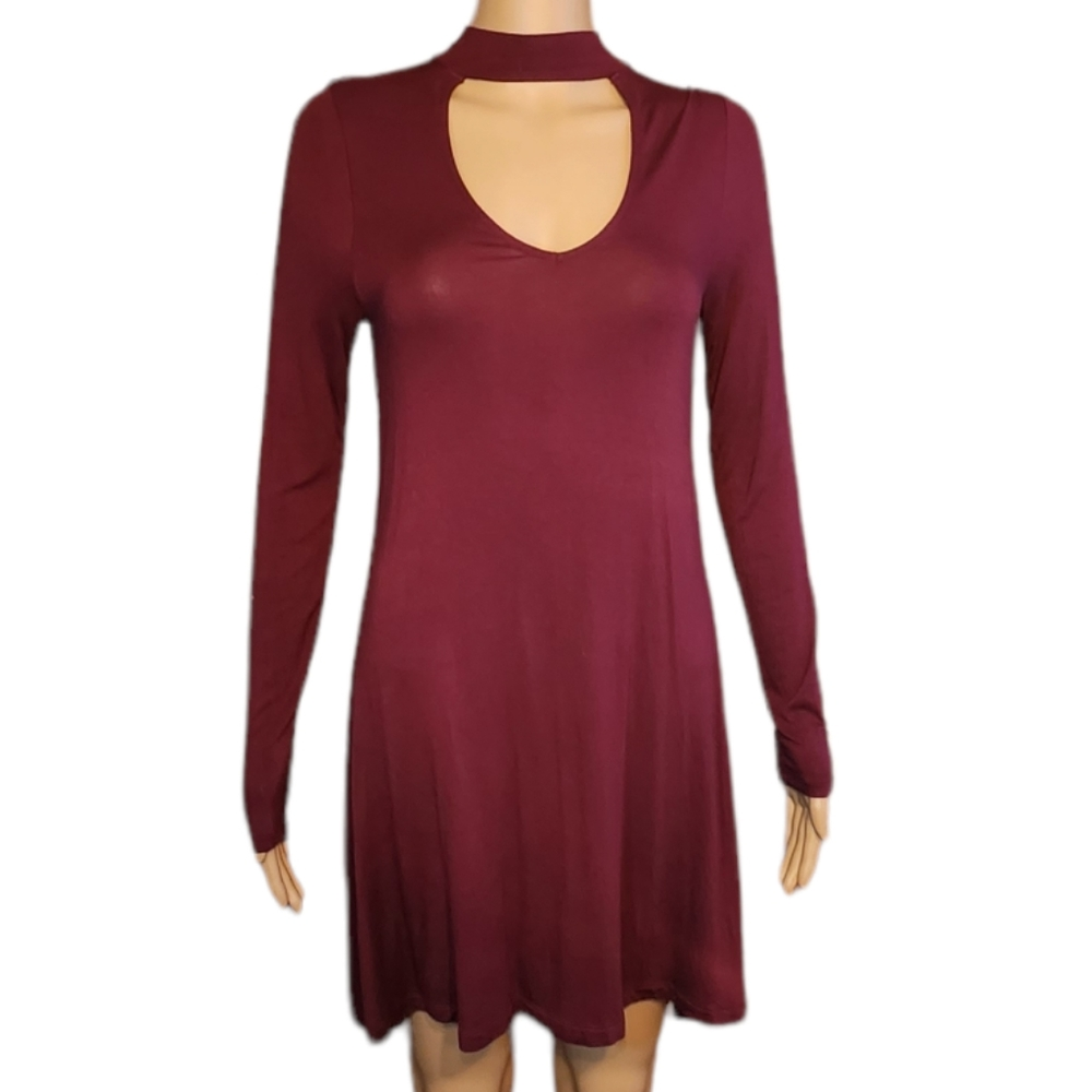Express dress Burgundy keyhole front Long sleeve Size XSmall | eBay Express dress Burgundy keyhole front Long sleeve Size XSmall | eBay