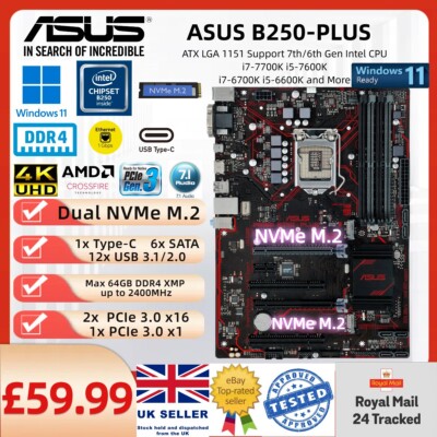 ASUS B250-Plus ATX LGA 1151 Mainboard für 7th/6th Gen intel CPU i7-7700K 6700K