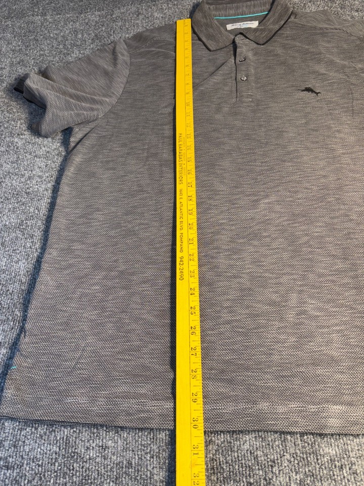 Tommy Bahama Polo Shirt Mens XL Gray Island Zone Regular Fit Collar