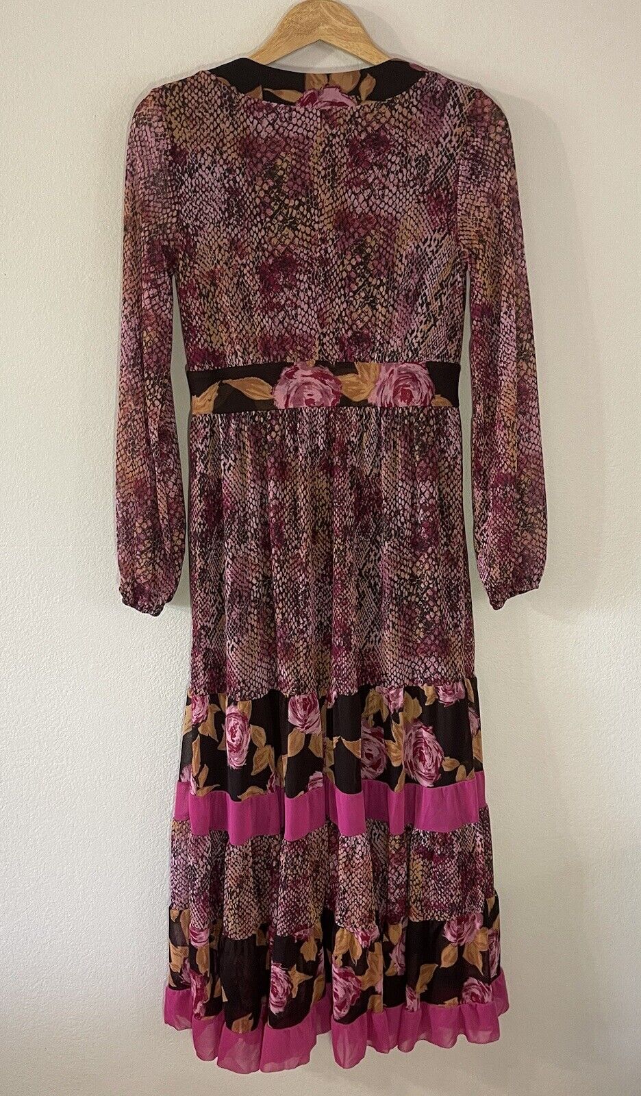 IMAN Animal Print Brown Pinks Floral Midi Maxi Dr… - image 3