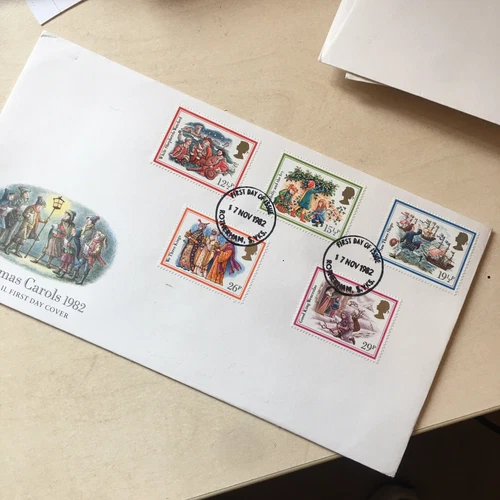 GB First Day Cover 1982 Christmas Carols FDC Rotherham Pmk Unaddressed