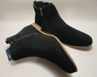 NEW Gino Vitale Men 13M Black Chelsea Style Zip Up Comfort Flat Sole Ankle Boots