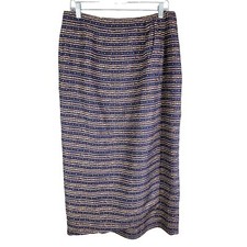Womens Chaus Vintage Midi 100 Silk Skirt Brown  Blue Geometric Print Size 14