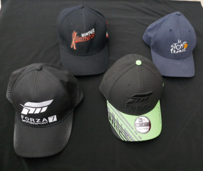 4 NEW HATS XBOX FORZA 7 MOTOR SPORT TOUR DE FRANCE ESPN WINTER X GAMES CAP LOT