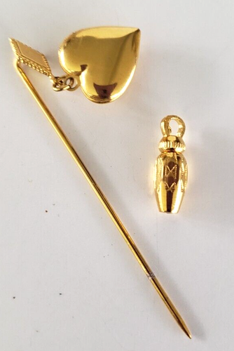 Prendedor de palo medallón corazón tono dorado Capri vintage de 2-1/2" en cierre ornamentado para tarjetas - Imagen 5 de 7