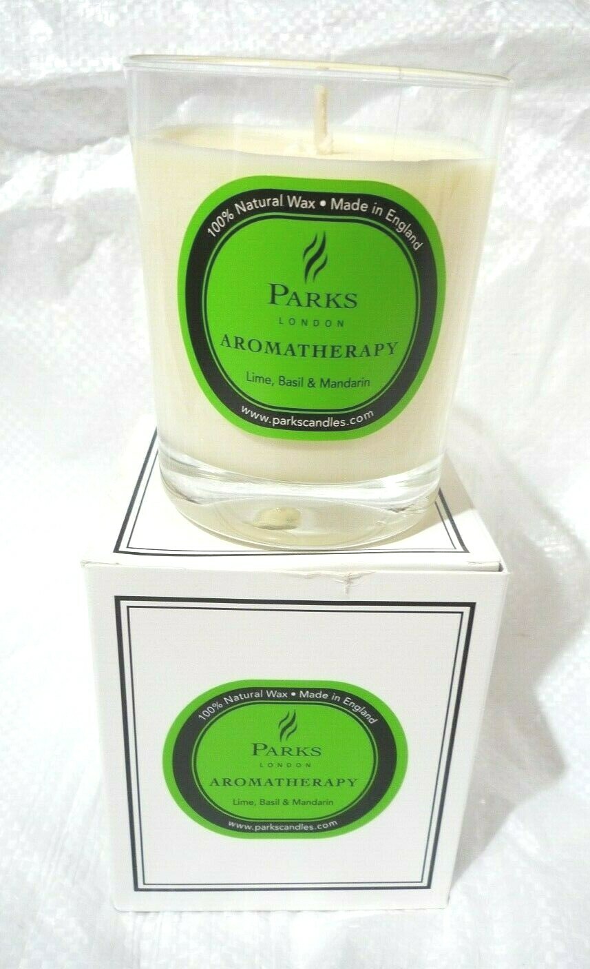 PARKS LONDON AROMATHERAPY ONE WICK CANDLE LIME BASIL MANDARIN WHITE