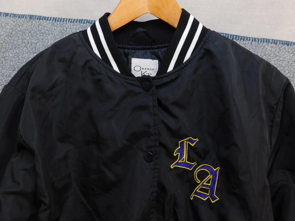 Orange Kiss 男式 S 洛杉矶篮球缎面夹克莱特曼 — 第 3/4 张图片