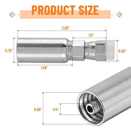 12 Pezzi Raccordi terminali per tubi idraulici 1/4": 1/4" I.D. Tubo x 1/4" JIC 37° femmina - Foto 2 di 10