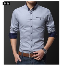 New Mens Dress Shirts Long Sleeves Casual Slim Business Work Camisas Shirts Tops