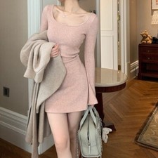 Elevate Your Style with Our Collar Bell Sleeve Knitted Dress