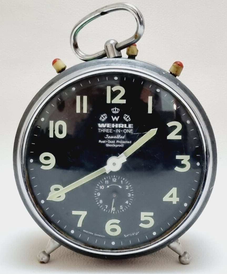 Vintage WEHRLE Three In One Alarm Clock Made In Germany - For