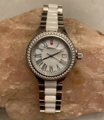 HILDAGO Watch, Ceramic-Stainless Steel-Diamonique CZ Bezel 