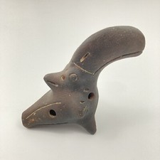 Vintage Mexican Folk Art Ceramic Clay Toucan Pottery Whistle Flute Ocarina 7  