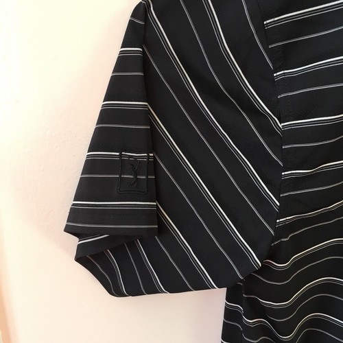 PGA TOUR Golf Polo Shirt Mens Black White Textured Striped Short Sleeve Size XL - Picture 7 of 7