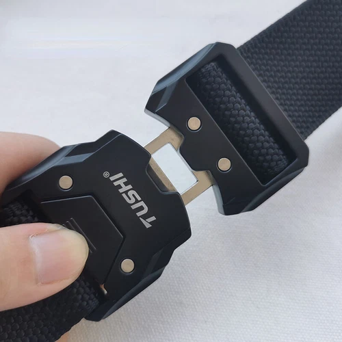 Men's Tactical Belt Hard Alloy Quick Release Buckle Soft Nylon Military Belt - Picture 4 of 38