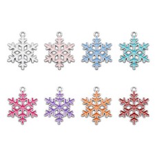 16PCS 24x19mm Enamel Alloy Christmas Snowflake Charms Pendant for Jewelry Making