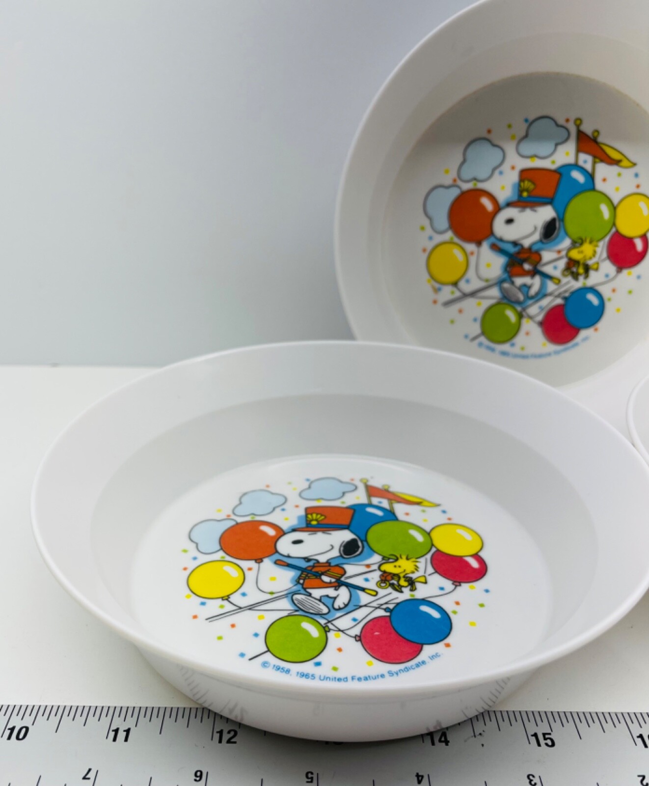 Set of 3 Vintage Snoopy and Woodstock NHP Artisan Ware Bowls 1958, 1965 Balloons
