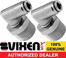 1/2"NPT MALE TO PUSH TO CONNECT PTC 1/4"OD HOSE SWIVEL ELBOW FITTING 2PK VXA2124