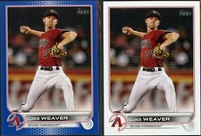 2022 Topps Series 1 Luke Weaver #273 Royal Blue Parallel & Base - Pair