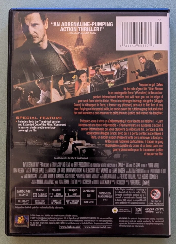 Taken (DVD, 2009, Canadian, Extended Cut) - Image 2 of 2