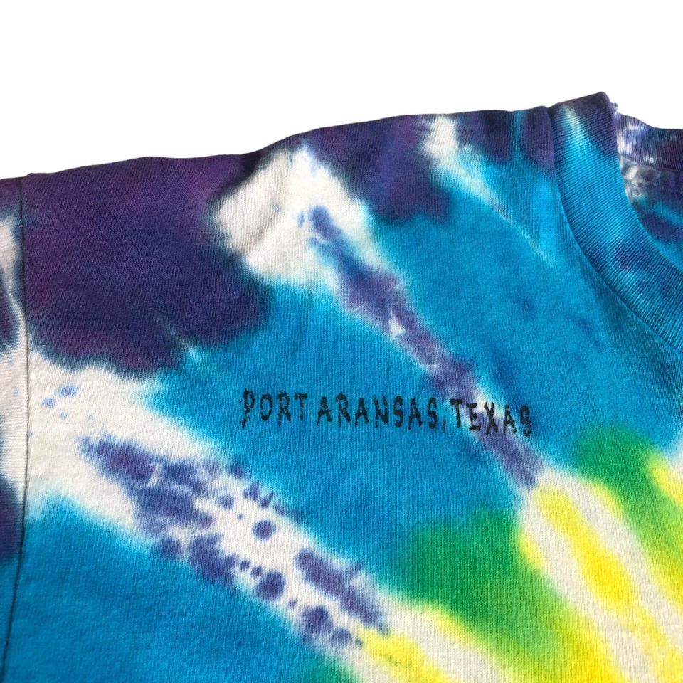 Camisa De Colección Años 90 Port Aransas Para Hombres L Cara Sonriente Tie Dye Puntada Única FOTL EE. UU. Foto 3 de 4