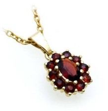 Ciondolo Con Granato In Oro 333 Ciondolo In Oro Giallo Qualità Fatta In Germania