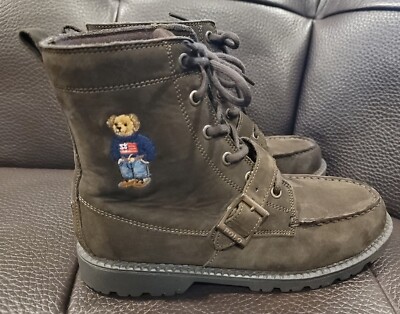 Polo Ralph Lauren Boots Boys Bear Brown Leather Ranger High