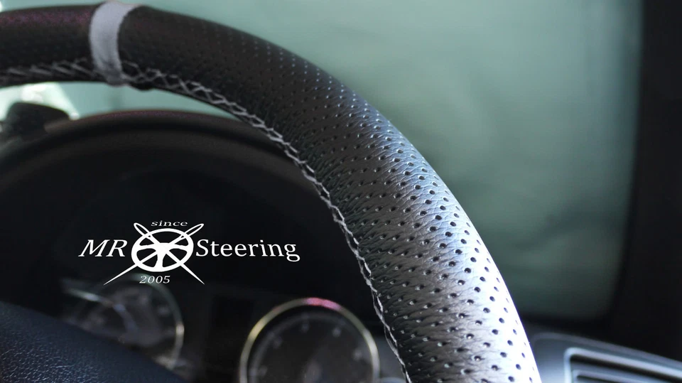 PARA MAZDA 3 MK1 2003-2009 CUBIERTA VOLANTE CUERO PERFORADO + CORREA GRIS Foto 3 de 4