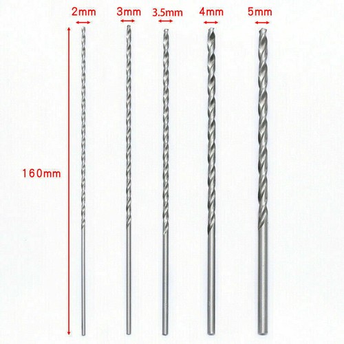 5PC EXTRA LONG WOOD WORKING DRILL BIT SET REACH 2MM 4MM 5MM BRAD POINT 150MM UK - Picture 6 of 12