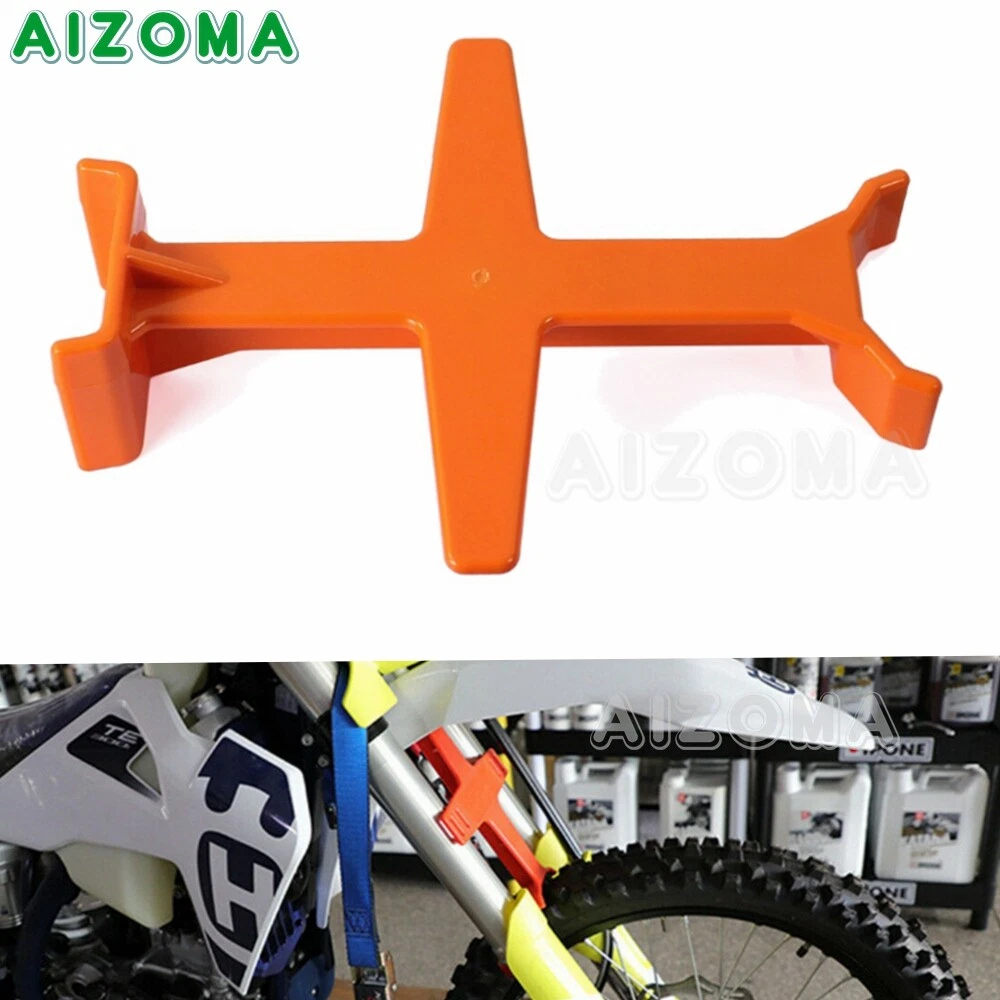 Tie Down Brace Motorcycle Dirt Bike Fork Saver Wheel Support Suspension Orange
