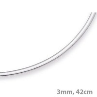 3Mm Halsreif Omegareif Omegakette, 585 Gold WeißGold, Goldkette, 42Cm, Damen