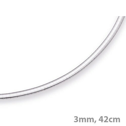 3Mm Halsreif Omegareif Omegakette, 585 Gold WeißGold, Goldkette, 42Cm, Damen-image