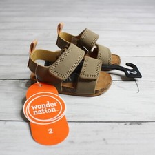 Wonder Nation Baby Boy's Cork Sandals 3 Months Infant Size 2 Khaki Brown