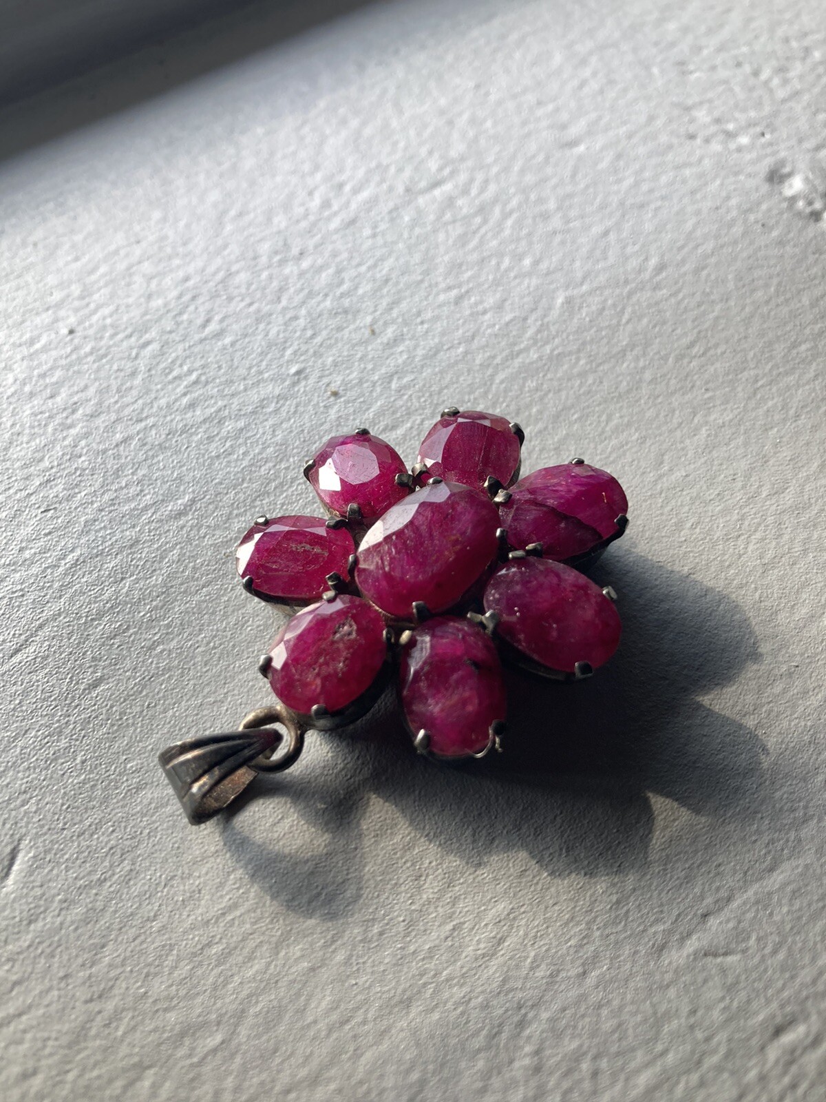 Vintage 925 Sterling Silver Ruby Gemstone Flower … - image 6