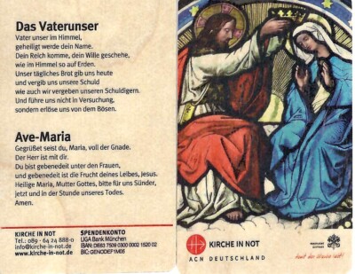 Gebetskarte ''Vater Unser'' und ''Ave Maria''  v. Kirche in Not-Neu
