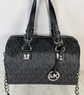 NEW MICHAEL KORS GRAYSON Black Monogram Tote/Shoulder Bag Convertible Crossbody