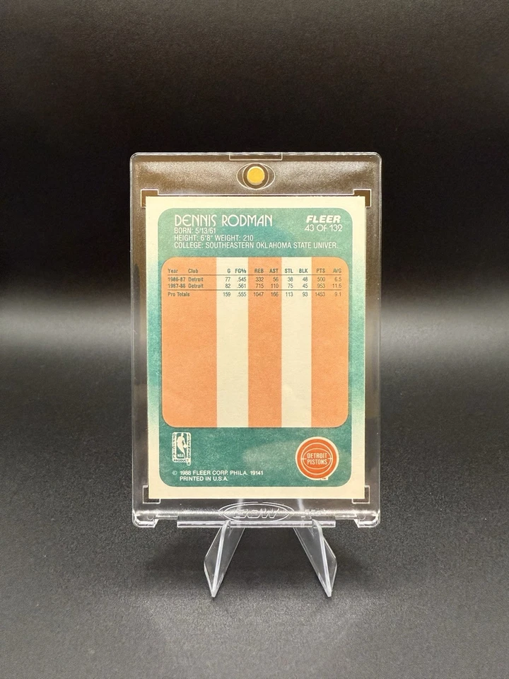 Fleer Dennis Rodman 1988 #43 Salón de la fama radiocontrol Detroit novato como nuevo centrado Foto 2 de 2